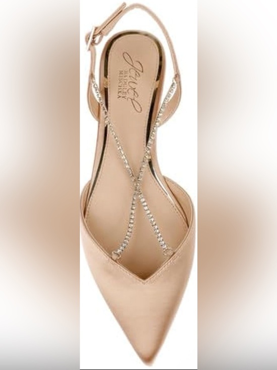 Jewel Badgley Mischka Shoes - Jewel by Badgley Mischka Alanna Ballet Flats Crystal Strap Champagne NWOT 10M